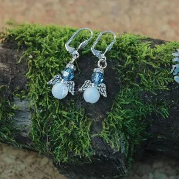 Ohrringe Engel mini - ohrringe klein engel matt iceblau