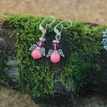 Ohrringe Engel mini - ohrringe klein engel matt rosa