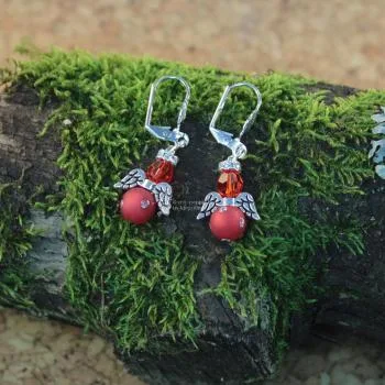 Mini Swarowski Engel-Ohrringe - ohrringe klein engel rot