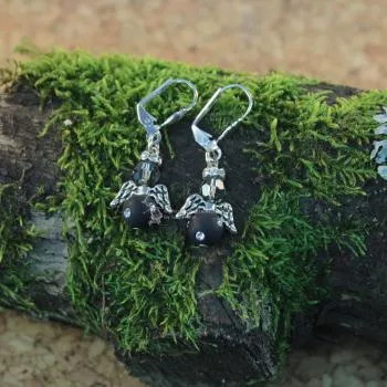 Mini Swarowski Engel-Ohrringe - ohrringe klein engel schwarz