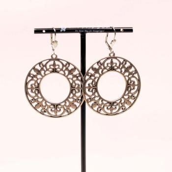 Große Ornament Ohrringe Versilbert – Runde Boho Ohrhänger