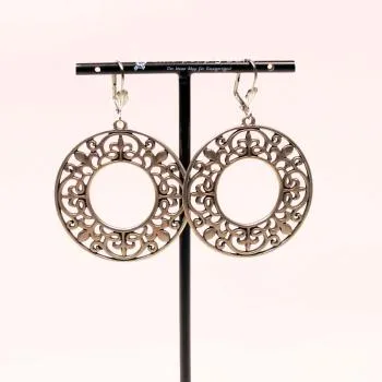 Große Ornament Ohrringe Versilbert – Runde Boho Ohrhänger - ohrringe modeschmuck gross kreise ornamente muster