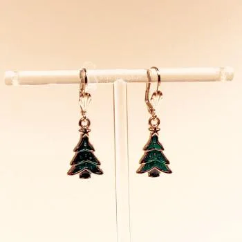 Ohrringe Christbaum grün versilbert Weihnachten - ohrringe modeschmuck vergoldet weihnachten baum klein