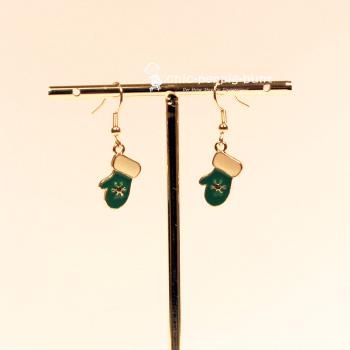 Ohrringe Handschuhe rot Weihnachten vergoldet