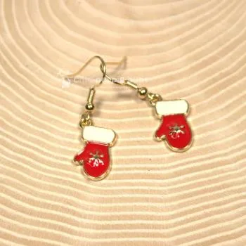 Ohrringe Handschuhe rot versilbert Weihnachten - ohrringe modeschmuck vergoldet weihnachten handschuh rot