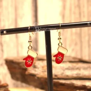 Ohrringe Handschuhe rot versilbert Weihnachten - ohrringe modeschmuck vergoldet weihnachten handschuh rot