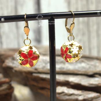 Ohrringe als Hänger Weihnachten Kugel vergoldet