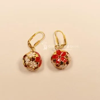Ohrringe Weihnachten Kugel Schelle klingelt, vergoldeter Modeschmuck, handmade chic-peppig-bunt