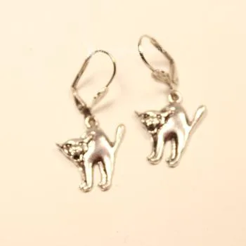 Ohrringe Helloween Katze versilbert - ohrringe modeschmuck versibert katze helloween