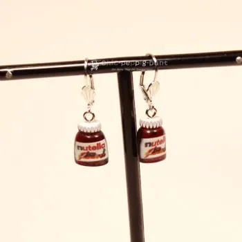 Ohrringe mini Nutella Glas braun - ohrringe modeschmuck versibert nutella glas braun
