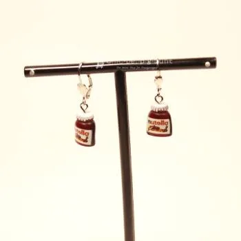 Ohrringe mini Nutella Glas braun - ohrringe modeschmuck versibert nutella glas braun