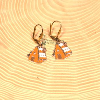 Ohrringe Weihnachten Lebkuchenhaus braun vergoldet