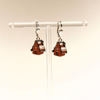 Ohrringe Weihnachten versilbert Lebkuchenhaus braun