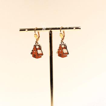 Ohrringe als Hänger Weihnachten Lebkuchenhaus braun