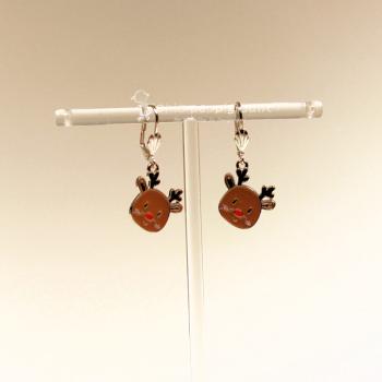 Ohrringe als Hänger Rentier Kopf braun