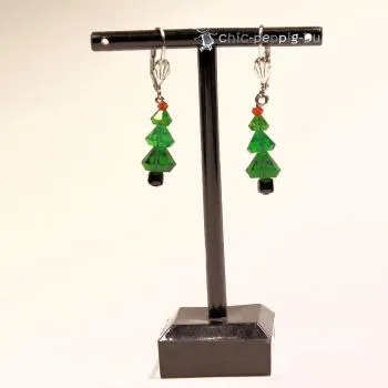 Ohrringe Weihnachtsbaum grün Handrade - ohrringe modeschmuck versilbert weihnachten baum klein handmade