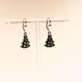 Ohrringe Baum Weihnachten versilbert Strass Steine - ohrringe modeschmuck versilbert weihnachten baum klein strass emailiert gruen