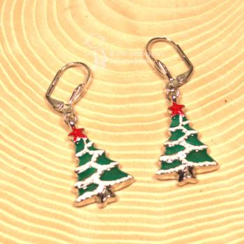 Ohrringe Weihnachten versilbert Baum grün
