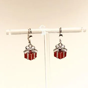 Ohrringe Geschenk Weihnachten rot versilbert - ohrringe modeschmuck versilbert weihnachten geschenk rot weiss