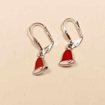 Ohrringe Glocke rot Weihnachten versilbert