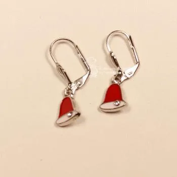 Ohrringe Glocke rot Weihnachten versilbert - ohrringe modeschmuck versilbert weihnachten glocke rot weiss