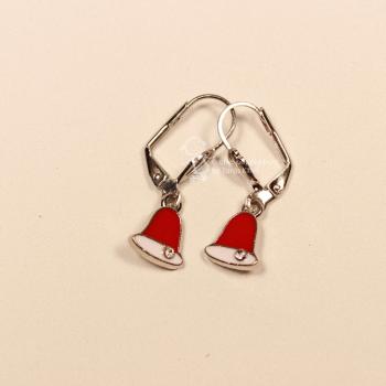 Ohrringe Weihnachtsschmuck Glocke versilbert mit Klappbrisur, handmade Schmuck chic-peppig-bunt