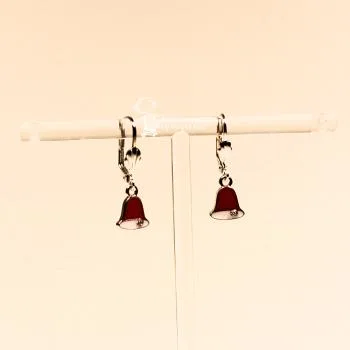 Ohrringe Glocke rot Weihnachten versilbert - ohrringe modeschmuck versilbert weihnachten glocke rot weiss