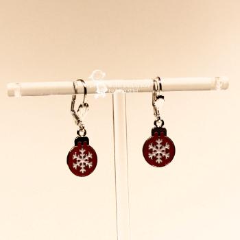 Ohrringe Christbaumkugel Weihnachten rot versilbert