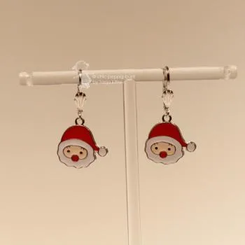 Ohrringe Nikolaus Kopf Weihnachtsschmuck rot -weiss - ohrringe modeschmuck versilbert weihnachten nikolaus kopf rot weiss