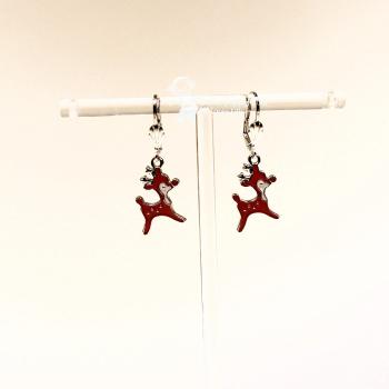 Ohrringe Rentier Weihnachten rot -weiß