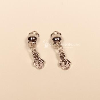 Ohrclip Weihnachten Schneemann versilbert grün emailliert mit Clip, Modeschmuck handmade chic-peppig-bunt