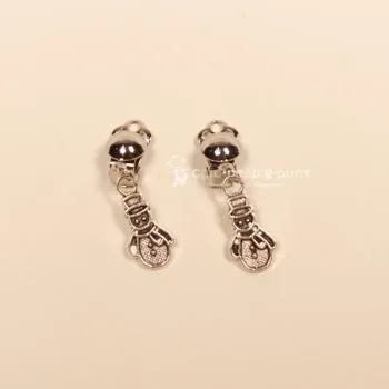 Ohrclip Weihnachten Schneemann versilbert grün emailliert mit Clip, Modeschmuck handmade chic-peppig-bunt