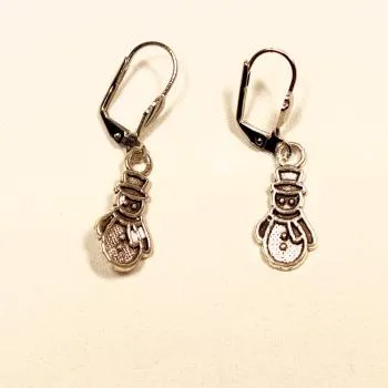 Ohrringe Modeschmuck Weihnachten Schneemann versilbert mit Klappbrisur, handmade chic-peppig-bunt