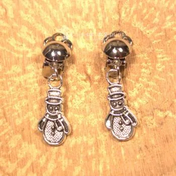 Ohrclipse Weihnachten versilbert Schneemann - ohrringe modeschmuck versilbert weihnachten schneemann metall