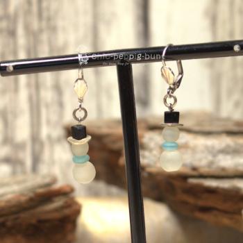 Ohrringe als Hänger Schneemann hellblau