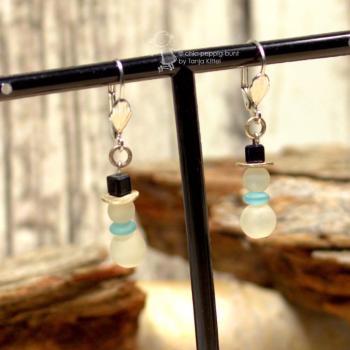 Ohrringe Weihnachten versilbert Schneemann hellblau