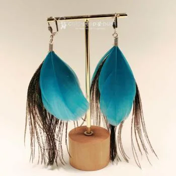 Ohrringe Pfauenfeder türkis versilbert - ohrringe versilbert feder pfau blau modeschmuck