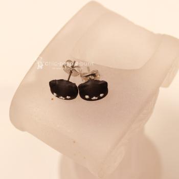 Kleine Katzen Ohrstecker Versilbert – Mini Katzenkopf Ohrringe Schwarz