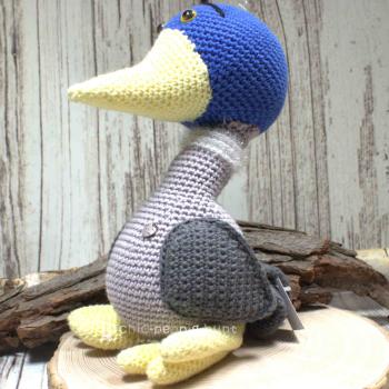Gehäkelter Pechvogel Stoffpuppe Stofftier Handmade Blau Lila Gelb 25cm Dekofigur