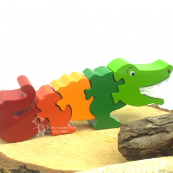 3 D Holz Puzzle Krokodil mit Zahlen von 1-5