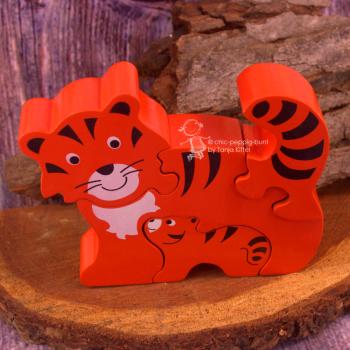 Holz Tiger mit Baby