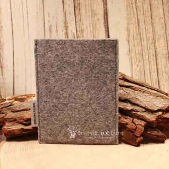 Impfpasshülle Filz hellgrau Pass - Hülle 2 Blumen Punkte Bordüre