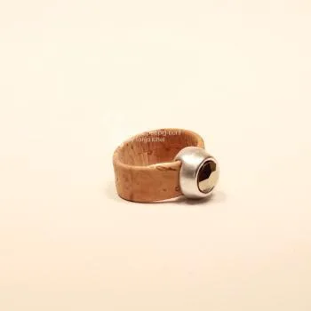 Kork-Ring Hellbraun mit Preciosa Kristall – Damenring - ring damen kork swarowski stein braun variabel
