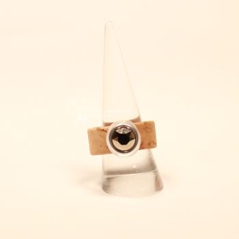 Kork-Ring Hellbraun mit Preciosa Kristall – Damenring