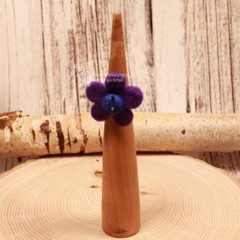 Kinderring Filz-Blume Lila-Blau – Bestickt Perlen