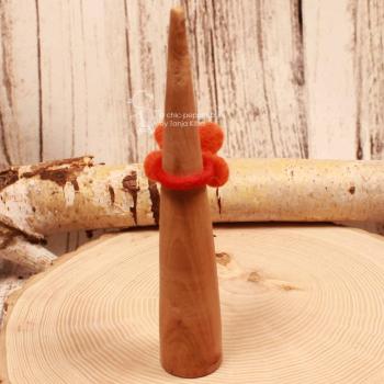 Kinderring Filz-Blume Orange-Rot – Farbenfroher Fingerring Handmade