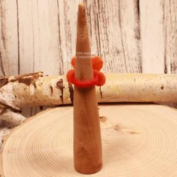 Kinderring Filz-Blume Orange-Rot – Farbenfroher Fingerring Handmade - ring kinder damen filz orange rot einheitsgroesse