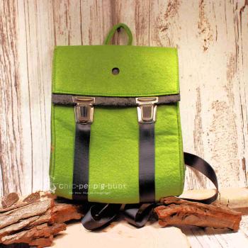 Rucksack Filz grün Metallschnallen
