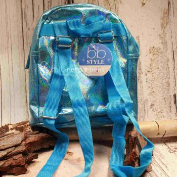 Rucksack Kinder blau glitzer Schimmer PVC abwaschbar