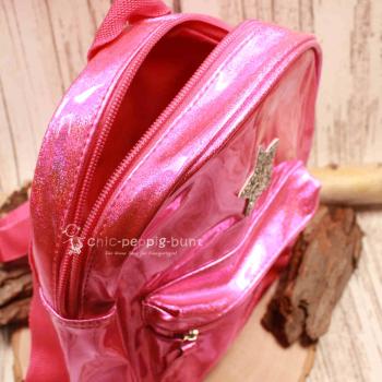 Rucksack Kinder rosa glitzer Schimmer PVC abwaschbar